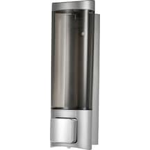 Hombey Duvar Tipi Tek Başlı El Sabunu Dağıtıcısı - Manuel Basma Özelliğiyle Banyo/ Mutfak Sabunluk - 200ml Kapasite, İki Yollu Monte Delme/ Yapıştırma - Gümüş Renkli Abs Malzeme Gümüş