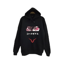 Lelouch Lamperouge - Code Geass - Anime Baskılı Unisex %100 Pamuk Siyah Kapüşonlu Sweatshirt Siyah