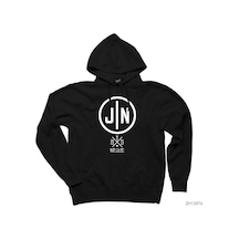 Bts Jin Logo Siyah Kapşonlu Sweatshirt Hoodie Siyah