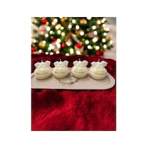 4 Lü Beyaz Yuvarlak Chrismas Top Mum 7,6 Cm Çap 8 Cm Yükseklik