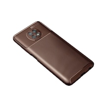 Bezos Redmi Note 9 5g Kılıf Auto Focus Karbon Kapak - Kahverengi Bty