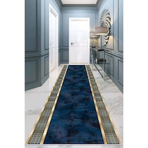 Lacivert Gold Kaymaz Çerçeveli Özel Ölçü Rulo Yolluk Ar721n11 Gold - Lacivert