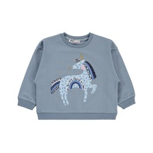 Civil Girls Civil Kız Çocuk Unicorn Baskılı Sweatshirt 2 İp Uzun Kol Okul Kreş Ve Günlük Kullanım - Mavi