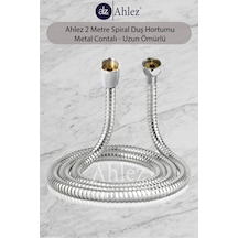 Ahlez Banyo Spiral Duş Hortumu 2 Metre Kenetli Duş Hortum Zinciri
