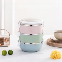 Yifomall 304 Çelik Isı Saklama Yemek Kutusu - 3 Katlı Bölmeli, Hermetik Kapaklı, Günlük Kullanım İçin Pratik Hediyelik Yemek Kutusu Diğer