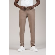 Perpant Slimfit Armürlü Beli İplikli Ve Lastikli Likralı Yazlık Jogger Pantolon Kahverengi