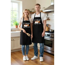 Unisex Mutfak Önlüğü Yetiştiririm Kızartırsın Baskılı Vintage Tar Siyah