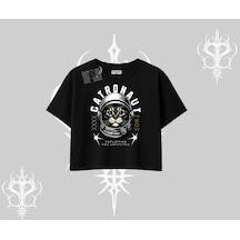 Tarzsokak Stay Cool Kedi Baskılı Kayık Yaka Tshirt Gri