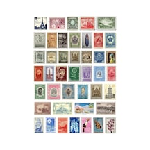 43 Adet Ülkeler Pul Koleksiyonu Sticker Seti - Etiket Seti Scrapbook Bullet Journal Mavi