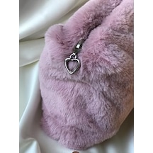 Peluş Makyaj Çantası Pudra Pembe Organizer Seyahat Çantası