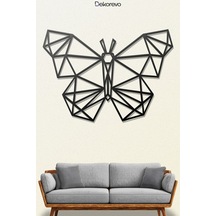 Geometrik Kelebek - Metal Duvar Tablosu - Siyah - 35 X 50 Cm