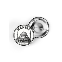 5 Adet İğneli Çanta Rozeti - Muradiye Camii - Manisa - 44 MM Çok Renkli