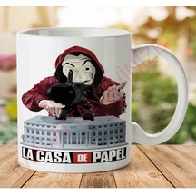 1-1106 La Casa De Papel İki Tarafı Baskılı Kupa Bardak.jpg Çok Renkli