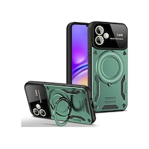 Samsung Galaxy Uyumlu A06 Kılıf Joy Lens Standlı Kapak - Koyu Yeşil Bz8683140825621