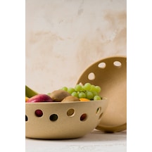 Sateen Mat Bej El Yapımı Oval Küçük Kase 8605