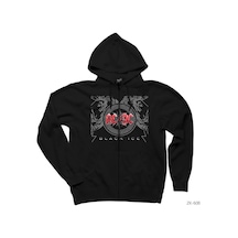 Ac Dc Black Ice Red Siyah Fermuarlı Kapşonlu Sweatshirt