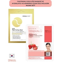 Dermal 3 Katmanlı Gold Göz Maskesi ve Aydınlatıcı Ve Çilek Özlü Kolajen Maske Seti
