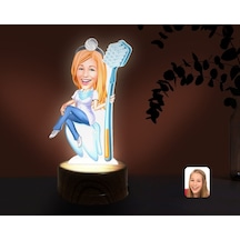 Kişiye Özel Kadın Diş Hekimi Karikatürlü Dekoratif 3D Biblo Led I(481494862) Çok Renkli