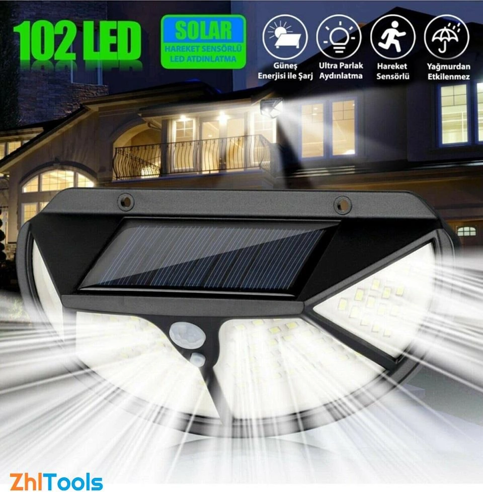 Zhltools Güneş Enerjili Hareket Sensörlü 102 Led Bahçe Lambası Solar