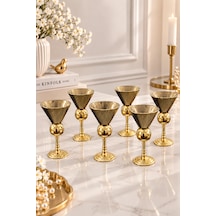 6 Lı Lüks Metal Gold Ayaklı Cam Kase Sunumluk Sosluk Kahve Yanı Bardağı Bardak Çok Amaçlı 50ml