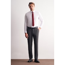 İmza Beyaz Uzun Kol Sert Yaka Düz Pamuklu Slim Fit Gömlek 1004260057