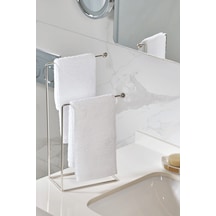 Parlak Silver 2 Kollu Banyo Tezgah Üstü Havluluk Standı, Montaj Gerektirmez Havlu Askılığı