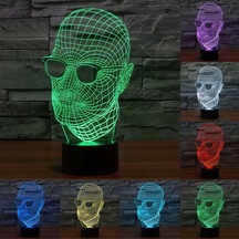 Sones Gözlüklü Adam Stil 3d Dokunmatik Anahtar Kontrol Led Işık, 7 Renk Renk Değişikliği Görsel Stereo Lamba Gece Lambası 50281349 Çok Renkli