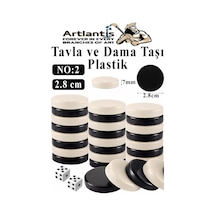 Tavla Pulu Küçük Boy No:2 1 Paket Tavla Ve Dama Taşı Plastik 2.8 Cm Zar Hediyeli Gri Siyah 28 Mm Oyun Pulu