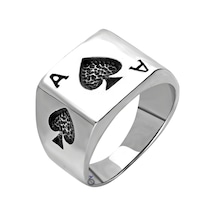 925 Ayar Gümüş Maça Ası Erkek Yüzük