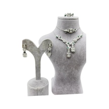 Omar Silver İthal Zirkon Taşlı Pırlanta Model Set 925 Ayar Gümüş