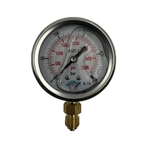 Ø 63 - 0 - 250 Bar 1/4 Alttan Çıkışlı Gliserinli Manometre