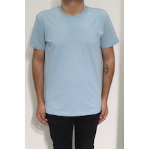 Santa Dmc Tekstil Erkek Düz Spor Kesim Normal Kalıp Bisiklet Yaka T-shirt Mavi