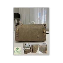 Store Kadın Şık Rahat Ve Spor Omuz Çantası Casual Çok Cepli Krem