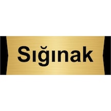 Sığınak 10x20cm Altın Renk Metal Yönlendirme Levhası