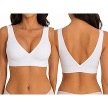 Best Bra Lingerie Best Bra Dikişsiz Balensiz V Yaka Sütyen Lazer Kesim İz Yapmaz Push-up Comfort Bralet Büstiyer Beyaz