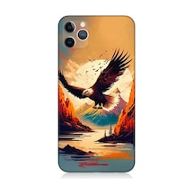 Apple Uyumlu iPhone 11 Pro Max Uçan Siyah Beyaz Kartal Desenli Silikon Kılıf