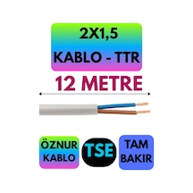 Öznur 2x1,5 Ttr Kablo Beyaz Metre Seçenekli - 12 Metre