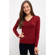 Us Polo Assn. Kırmızı Kadın Kazak Vr014bordo
