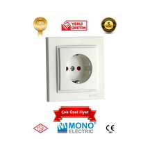 Beyaz Çocuk Korumalı Topraklı Priz Mono Despina Çerçeve Dahil