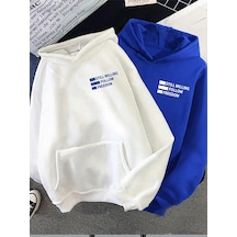 Startmore Mavi 2'li Still Freedom Kalın Kışlık Sweatshirt - Baskılı Oversize
