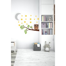 MSticker Dalda Sevimli Baykuş Yıldızlar Ve Ay Çocuk Bebek Odası Sticker