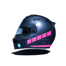 Şerit Tasarımlı Gül Pembesi Motosiklet Kask Sticker Çınar Extreme