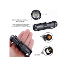 Mini Güçlü Şarjlı Pilli El Feneri Wt-304 Abanoz