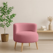 Azra Mobilya Somon Sydney Teddy Welsoft Kumaş Modern Berjer Demonte Ahşap Ayaklı, Konforlu Oturma Alanı Somon