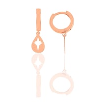 Söğütlü Silver Gümüş Damla Modeli Kutup Yıldızı Küpe Barcode Gold - Rose Gold - Rodyum