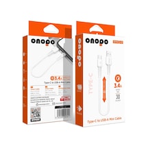 Onopo Android Uyumlu Type-c To Usb Mini Kablo 3.4a Hızlı Şarj Ve Data Kablosu 30cm - Q2 3.4a Hızlı Şarj 480mbps Veri Transferi Kompakt Tasarım 2 Yıl İthalatçı Garantisi