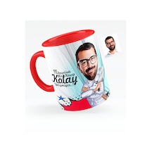 Kişiye Özel Bay Kasap Karikatürlü Kırmızı Kupa Bardak - 1