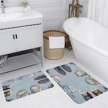 Eliana Home Dijital Baskılı 2'li Banyo Paspas Takımı Lna5127 Mavi