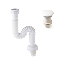 Fause Pop-up Basmalı Beyaz Seramik Başlıklı Lavabo Sifonu Ksf103-w Mat Siyah