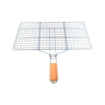 Ers Ahşap Saplı Mangal Izgarası Galvanizli Paslanmaz Kafes Demir 32 X 42 Cm